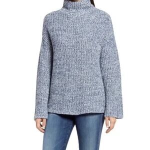 NWT Caslon Shaker Mock Neck Blue Ensign Sweater. Size Small.